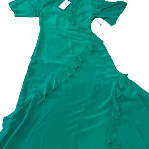 Joie Vibrant Green Maxi Dress with Ruffle Detail